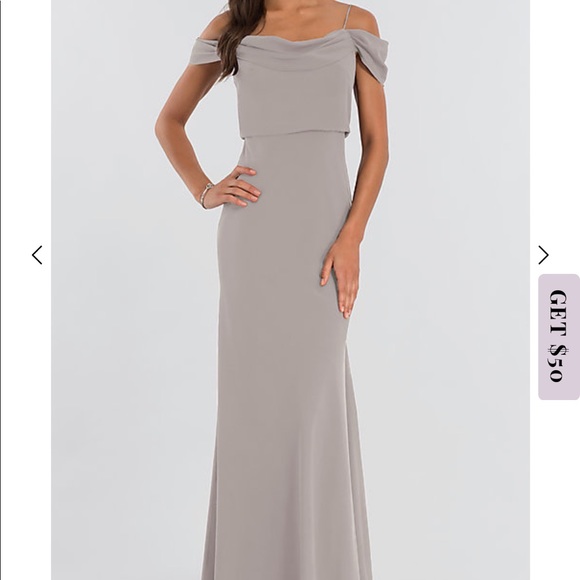Jenny Yoo Dresses & Skirts - Jenny Yoo Draped Off the Shoulder Gown